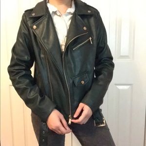 green leather jacket